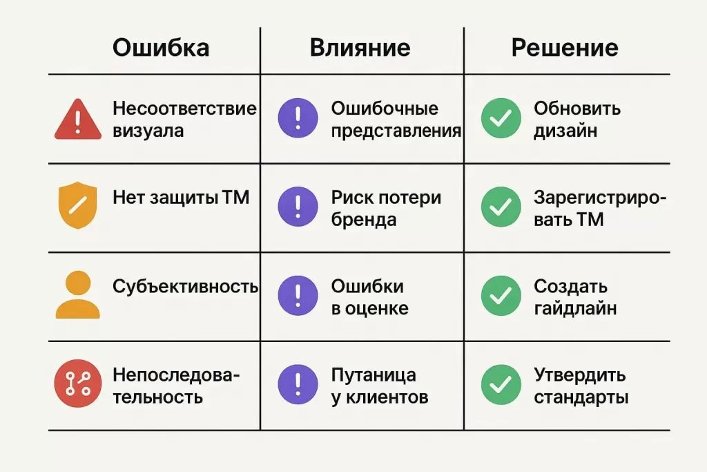Ошибки брендинга, их влияние и решение: визуал, ТМ, гайдлайн.