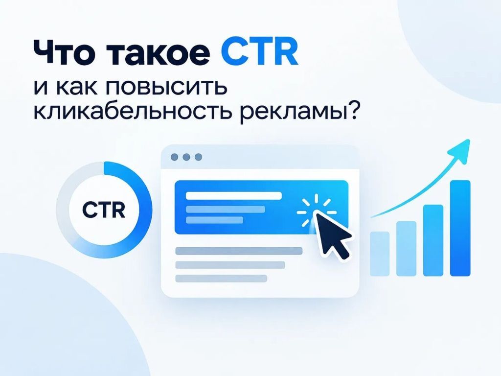 Иллюстрация дашборда с показателями CTR по разным рекламным каналам: поиск, баннеры, email, соцсети